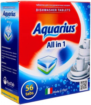 Таблетки Aquarius для посудомоечной машины All in1 56 шт (упак.) / Ad1256