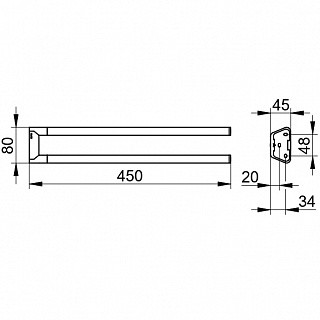 Полотенцедержатель двойной Keuco REVA 45 см неповоротный латунь черный / 12818370000