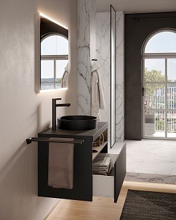 Полотенцедержатель двойной Keuco REVA 45 см неповоротный латунь черный / 12818370000