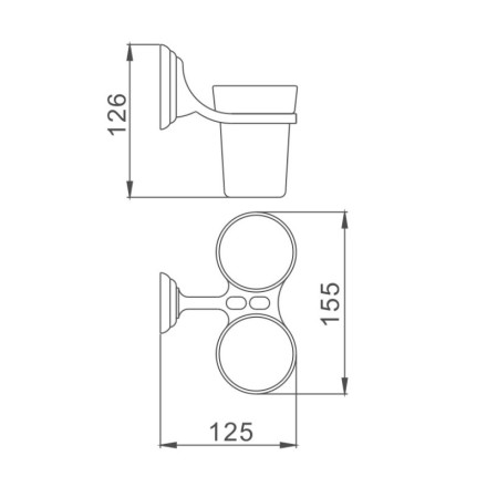 Стакан настенный двойной D-Lin стекло металл хром / D213310