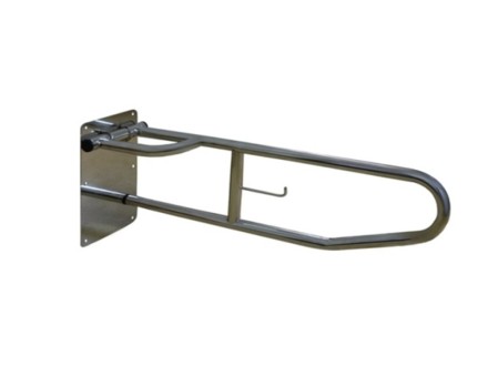 Поручень настенный откидной с держателем туалетной бумаги усиленный 800*230 мм d25 Klimi / PNODup-25-80-23