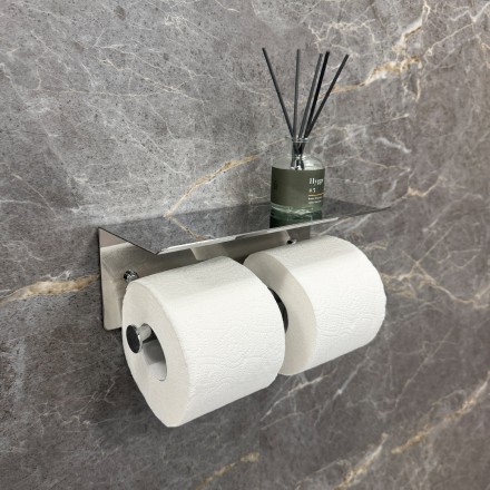 Бумагодержатель двойной с полкой для телефона Fixsen Hotel Хром / FX-31011-2