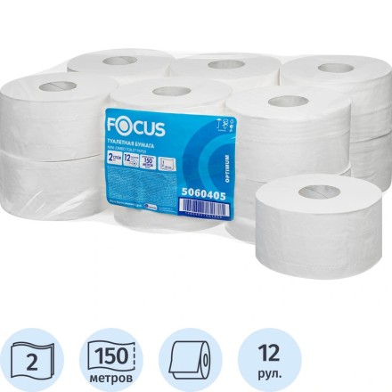 Туалетная бумага МИДИ 150 м, 2 слоя, Focus Jumbo Optimum (рул.) / 5060405