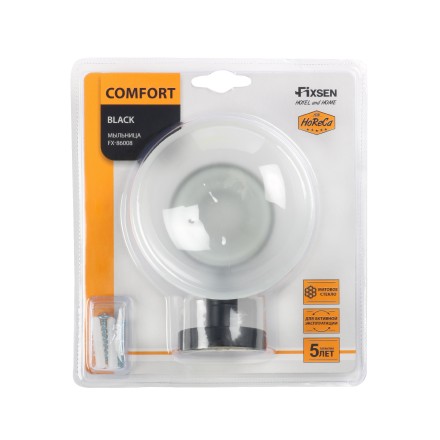Мыльница стеклянная Fixsen Comfort Black Черный / FX-86008