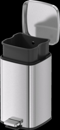 Урна квадратная с педалью Primanova 12 л Матовая сталь / D-JH-8855-A