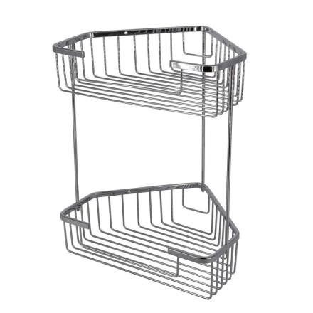 Полка решетчатая угловая 2-х ярусная D-Lin металл хром / D201305