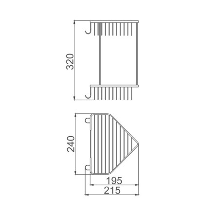 Полка решетчатая угловая 2-х ярусная D-Lin металл хром / D201305