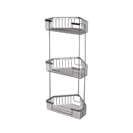 Полка решетчатая угловая 3-х ярусная D-Lin металл хром / D201306