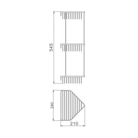 Полка решетчатая угловая 3-х ярусная D-Lin металл хром / D201306