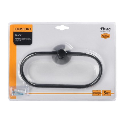 Полотенцедержатель кольцо Fixsen Comfort Black Черный / FX-86011
