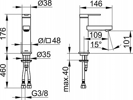 Смеситель для умывальника Keuco IXMO FLAT однорычажный без гарнитуры латунь черный / 59502373100