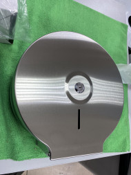 Антивандальный диспенсер туалетной бумаги для средних рулонов, металл, матовая сталь / BRIMIX 920 