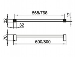 Полотенцедержатель одинарный Keuco SMART.2 60 см латунь хром / 14701010600