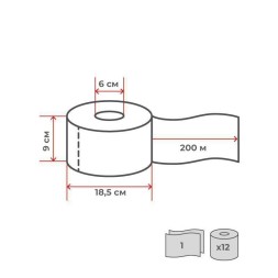 Туалетная бумага в рулоне 200м, 1-сл, целлюлоза Protissue (рул.) / C-190