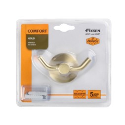 Крючок двойной Fixsen Comfort Gold золото-сатин / FX-87005A