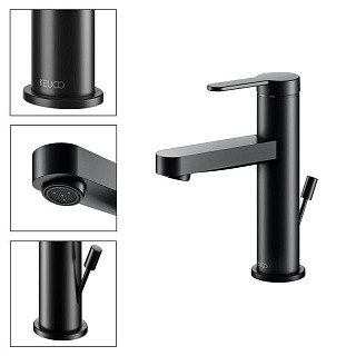Смеситель для умывальника Keuco IXMO FLAT однорычажный с гарнитурой латунь черный / 59502373000