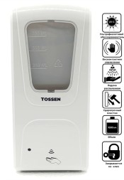 Дозатор сенсорный TOSSEN 1 л для дезинфицирующих средств пластик белый / 211002