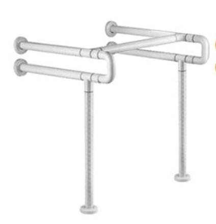 Поручень для людей с ограниченными возможностями WisePro 60 см двойной с опорами в пол металл+ABS пластик белый / 80-7