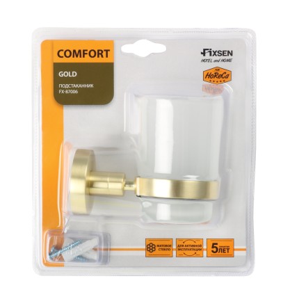 Подстаканник одинарный Fixsen Comfort Gold золото-сатин / FX-87006