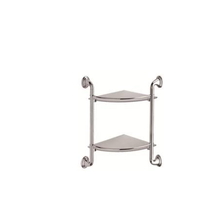 Полка настенная угловая двухярусная D-Lin стекло металл хром / D262310