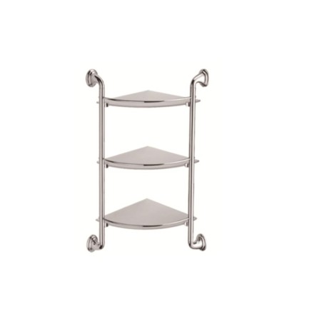 Полка настенная угловая трехярусная D-Lin стекло металл хром / D263310