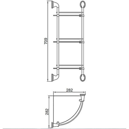 Полка настенная угловая трехярусная D-Lin стекло металл хром / D263310