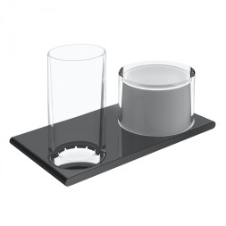 Подстаканник + чаша для мелочей Keuco Edition подвесной двойной хрусталь/металл хром черный / 11554139000