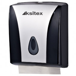 Диспенсер бумажных полотенец V сложения пластик черный, серебро Ksitex TH-8228D