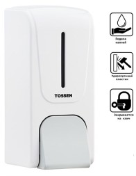 Дозатор для мыла TOSSEN 1,2 л механический  пластик белый / 211005