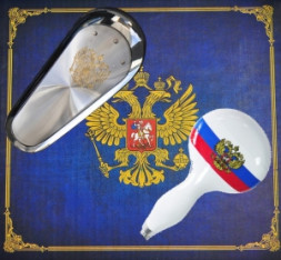 РОССИЯ 2755 Смеситель шаровый с гибким гусаком и гербом на ручке