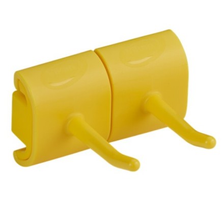 Гигиеничное настенное крепление и двойной крюк Vikan, 83 мм, желтый / 10146
