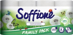 Туалетная бумага Soffione Natural Family Pack белая 3-сл 19 м
