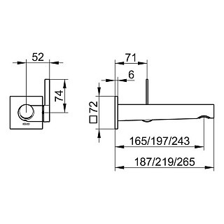 Смеситель встраиваемый Keuco IXMO PURE однорычажный с квадратной розеткой латунь хром / 59516011102