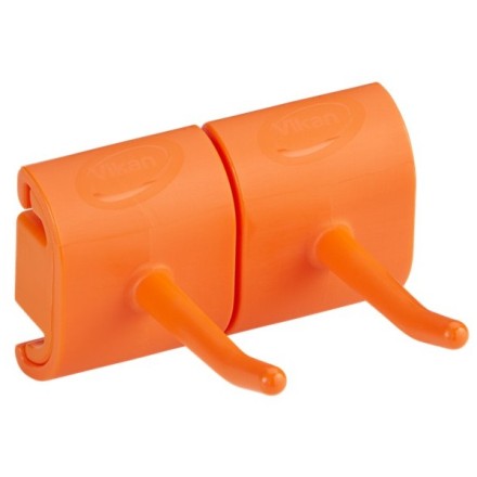 Гигиеничное настенное крепление и двойной крюк Vikan, 83 мм, оранжевый / 10147