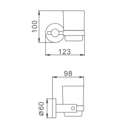 Стакан настенный одинарный 12,3 см D-Lin матовая сталь / D210280