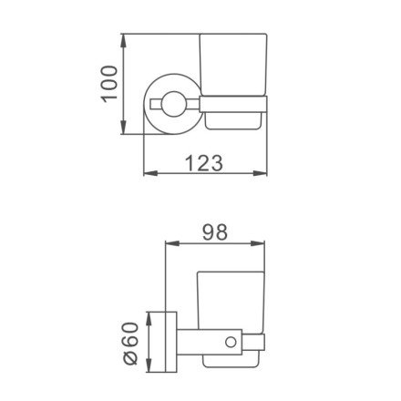 Стакан настенный одинарный 12,3 см D-Lin матовая сталь / D210280