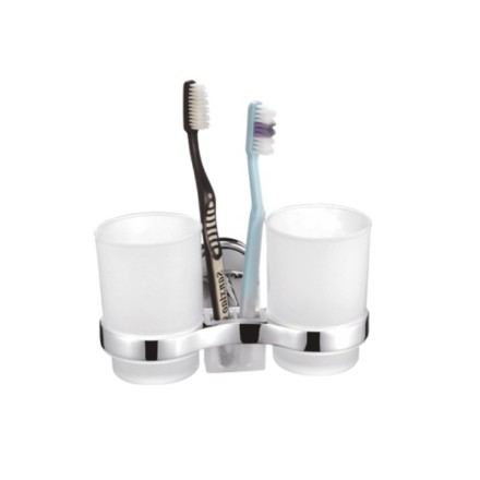 Стакан настенный двойной D-Lin стекло металл хром / D212700