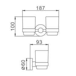 Стакан настенный двойной 18,7 см D-Lin матовая сталь / D212280