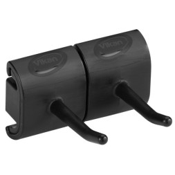 Гигиеничное настенное крепление и двойной крюк Vikan, 83 мм, черный / 10149