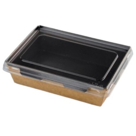 Контейнер для салата с крышкой 500 мл крафт ВЗЛП черный 50 штук (упак.) / 27252