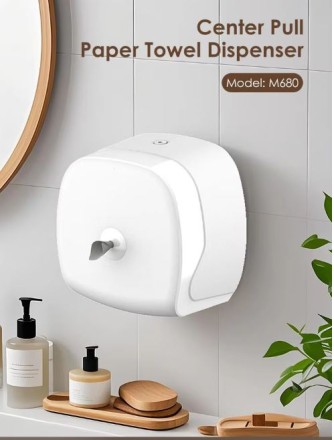 Диспенсер туалетной бумаги с центральной вытяжкой WisePro M680-W пластик белый / 72515