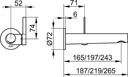 Смеситель для умывальника Keuco IXMO PURE однорычажный для встройки, с круглой розеткой, черный / 59516372101