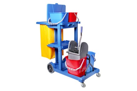 Тележка многофункциональная уборочная Klimi с отжимом пластик / H0304