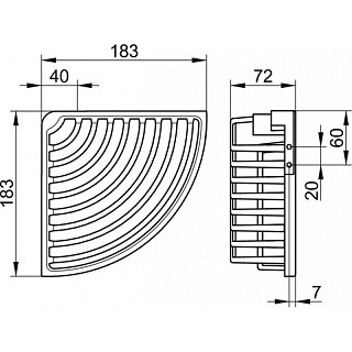 Полка KEUCO угловая съёмная, со скрытым креплением латунь хром 187x47x187 мм / 24944010000