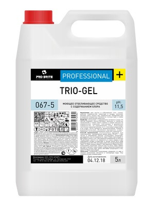 067-5 Pro-Brite Trio-gel Моющее отбеливающее средство с содержанием хлора / 5 л
