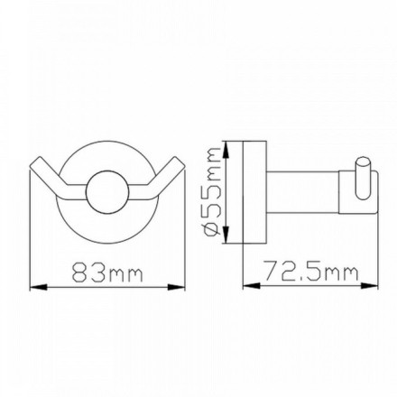 Крючок настенный двойной Potato металл хром / P2005-2