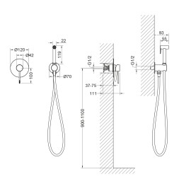 Смеситель встроенный с гигиеническим душем Timo Saona Хром / 2389/00SM