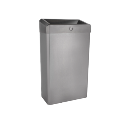 Металлическая урна WISEPRO настенная с замком 27 л нерж сталь Матовая сталь / 77-65M