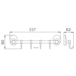 Держатель для полотенец D-Lin 4 скользящих крючка металл хром / D201855-4