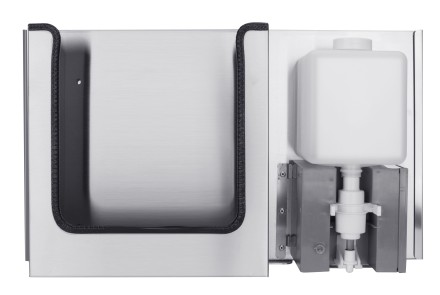 Встраиваемый блок выдвижной диспенсер полотенец+дозатор мыла WisePro за зеркалом Нерж сталь Матовая сталь / 78-3